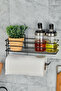 Adhesive Metal Paper Towel Holder, Black Spice Stand and Kitchen Shelf