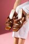Crossy Tan Cross Piping Banded Heeled Slippers - 4