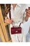 Zipper Lock Detailed Shoulder Bag Claret Red - 3