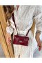 Zipper Lock Detailed Shoulder Bag Claret Red - 2