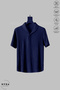 Bürümcük Set Lycra Crinkle Fabric Summer Women's Men's Short Sleeve T-Shirt White-Navy Blue Tracksuit Set - 2