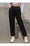 Women's Black Elastic Waist and Leg Pocket Sweatpants 1St Grade Fabric - 2