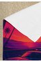 Retro Sunset Palm and Car Pattern Beach Towel – Neon Summer Theme - 4