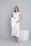 Pregnant and Maternity V-Neck Zero Sleeve Nightgown Set with Dressing Gown - 4