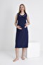 Sleeveless Maternity and Postpartum Nightgown Set with Striped Detail and Nursing Accessory - 6