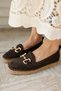 Nazsa Women's Brown Suede Buckle Espadril Sole Loafer Shoes - 8