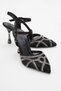Volby Black Satin Stone Women's Evening Dress Shoes
