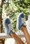 Bi̇ling Women's Denim Blue Lace-Up Sneaker - 5