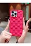 Iphone 14 promax fuchsia 3d checkered pattern case