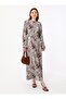 Shawl Patterned Hijab Dress with Tie Detail -