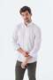 White Comfort Fit Patterned Stretch Fabric Cotton Sports Shirt