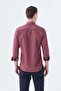 Claret Red Slim Fit Pocket Button Collar 100% Cotton Shirt - 4