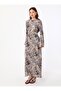 Shawl Patterned Hijab Dress with Tie Detail - - 2