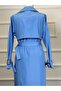 Double-Breasted Collared Belted Full-Length Modest Trench Coat RC1403056 - 7
