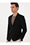 سترة سوداء ضيقة من الصوف والكتان المخلوط بنمط صغير 50306814-VR046 - 3