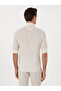 Beige Slim Fit Striped Linen Blend Shirt 50300398-Vr011 - 5