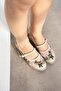 Grazyna Women's Mesh Ballerinas with Front Straps, Floral Beige - 2