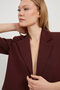 Women's Office Seasonal Buttoned Burgundy Blazer Jacket