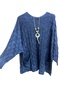 Square Pattern Cotton Knitwear with Two Pockets Wash-Blue - 3