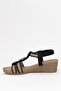25Y145-4 Women's Wedge Heel Sandals Black - 3