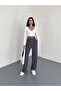 Women's Double Pleated Flexible Belt Detail Palazzo Fabric Pants - 2
