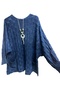 Square Pattern Cotton Knitwear with Two Pockets Wash-Blue - 2