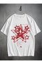Men's Comfortable Round Neck T-Shirt with Geometric Pentagram Pattern, Knitted Fabric, Slightly Stretch,