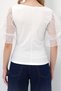Women's White Heart Collar Sleeves Tulle Detailed Knitted Crepe Blouse Prmx13527 - 3