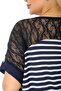 Round Neck, Lace Shoulder Back, Striped and Printed Blouse, Waist and Leg Elastic, Pocket Trousers Set - 8