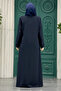 Zippered Navy Blue Hijab Ferace 625L - 4