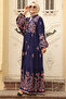 Navy Blue Hijab Dress - Floral Pattern, Model 10300L - 2