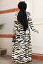 فستان حجاب أسود منقوش - 23142S - 4