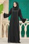 Black Hijab with Stripe Detail Ferace 35165S - 2