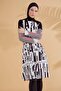 Black Geometric Patterned Full Covered Hijab Swimsuit M2302S