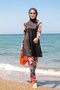 Black Full Covered Hijab Swimsuit with Tie Strings 1945S - 2
