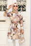 Patterned Beige Hijab Tunic 21101BEIGE