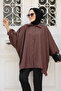 Bat Sleeve Dark Brown Hijab Tunic 11853KKH