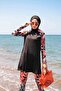 Black Full Covered Hijab Swimsuit with Tie Strings 1945S - 5