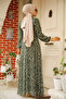 Polka Dot Patterned Khaki Hijab Dress 279065Hk - 4