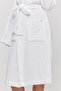 Women's Muslin Pocket Tie Hooded White Bathrobe - 8