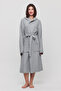 Women's Muslin Pocket Tie Hooded Gray Bathrobe