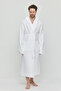 Men's Muslin Pocket Tie Hooded White Bathrobe