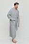 Men's Muslin Pocket Tie Hooded Gray Bathrobe - 3