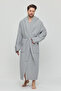 Men's Muslin Pocket Tie Hooded Gray Bathrobe - 4
