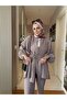 Roza Buttoned Imported Woven Fabric Shirt Double Suit Mink