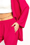 Women's Pants Bottom Top Double Kimono Suit Casual Fit Pink - 8