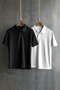 Siyah-Beyaz 2'li Regular/Normal Kesim %100 Pamuklu Polo Yaka T-shirt