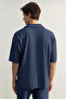 Indigo Oversize/Geniş Kesim Dokulu Ottoman Polo Yaka T-Shirt TMNSS23PO00020 - 2