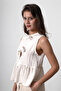 Beige Front Tie Detailed Gathered Crop Woven Blouse Twoss25Bz00156 - 2