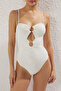 Ekru Cut Out Detaylı Straplez Kaplı Brazilian Mayo TBESS25MA00098 - 5